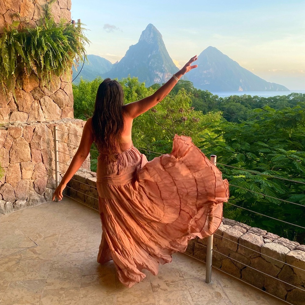 Erika Peña Pink Halter Maxi Dress